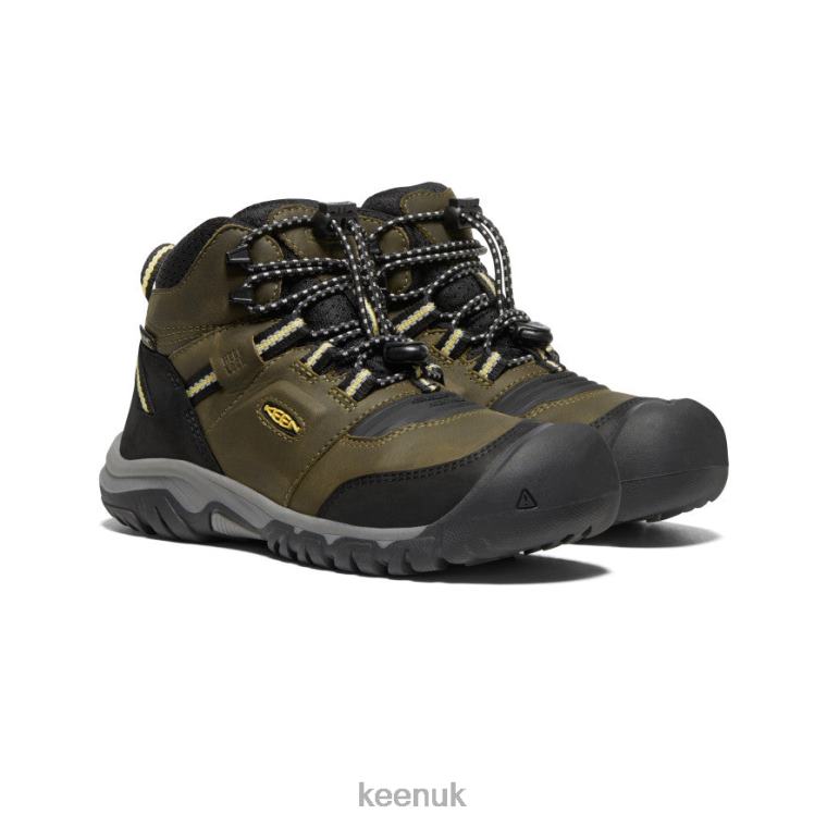 Footwear KEEN Ridge Flex Waterproof Boot Dark Olive/Dusky Citron Big Kids Z2D88948