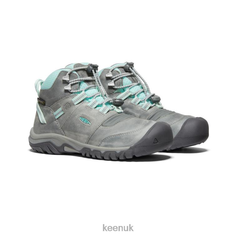 Footwear KEEN Ridge Flex Waterproof Boot Grey/Blue Tint Big Kids Z2D88947