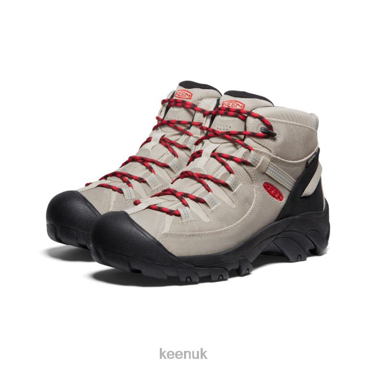 Footwear KEEN Targhee II Mid Waterproof Hiking Boots Safari/Red Carpet Men Z2D88153