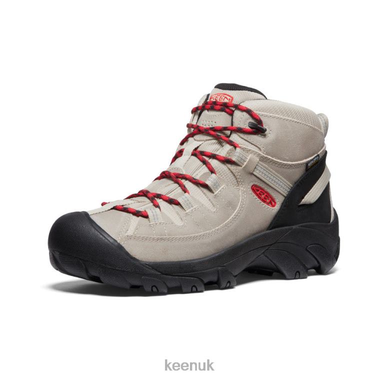 Footwear KEEN Targhee II Mid Waterproof Hiking Boots Safari/Red Carpet Men Z2D88153