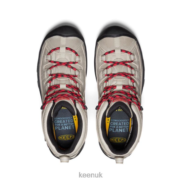 Footwear KEEN Targhee II Mid Waterproof Hiking Boots Safari/Red Carpet Men Z2D88153