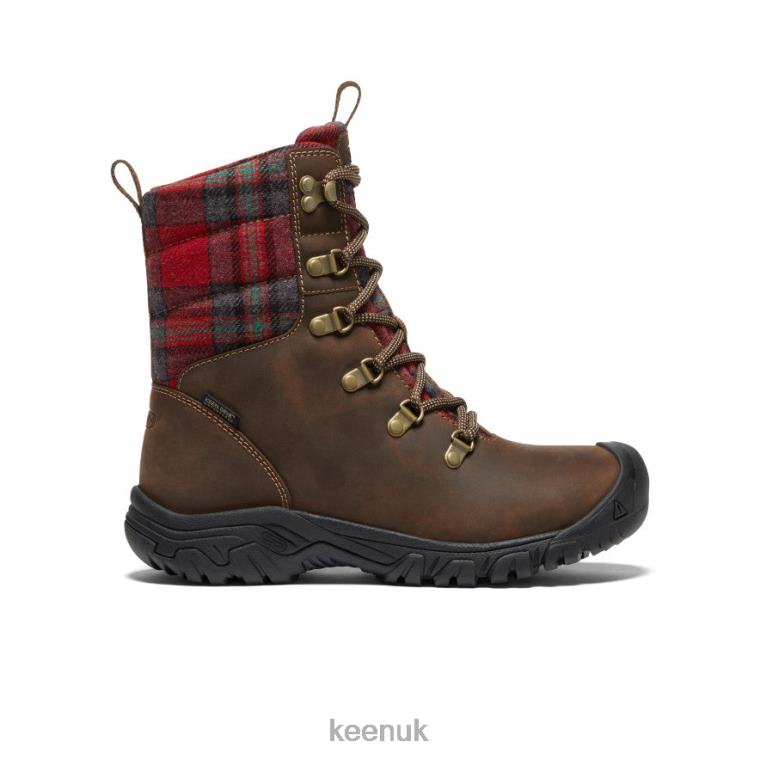 Footwear KEEN Greta Waterproof Boot Dark Brown/Red Plaid Women Z2D88692