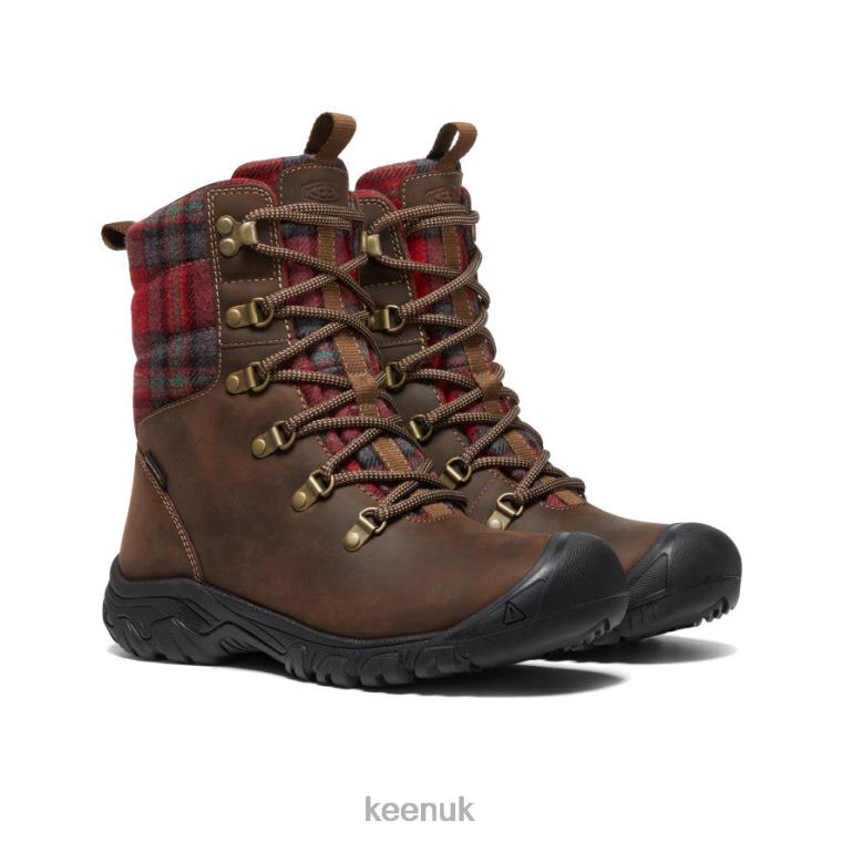 Footwear KEEN Greta Waterproof Boot Dark Brown/Red Plaid Women Z2D88692
