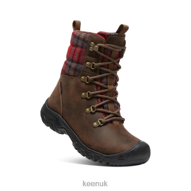 Footwear KEEN Greta Waterproof Boot Dark Brown/Red Plaid Women Z2D88692